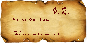 Varga Ruszlána névjegykártya